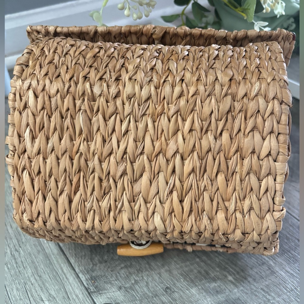 Kate Spade Vintage Wicker BlueBird House Novelty Bag Spring White/Yellow Straw - Picture 11 of 15